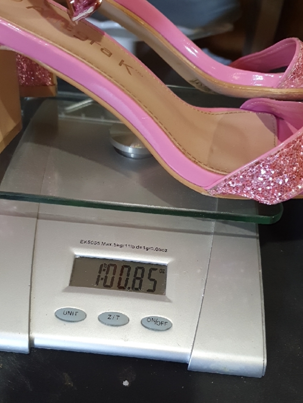 💜 Pink Glitter Block Heel Sandals - Women's - Picture 5 of 7